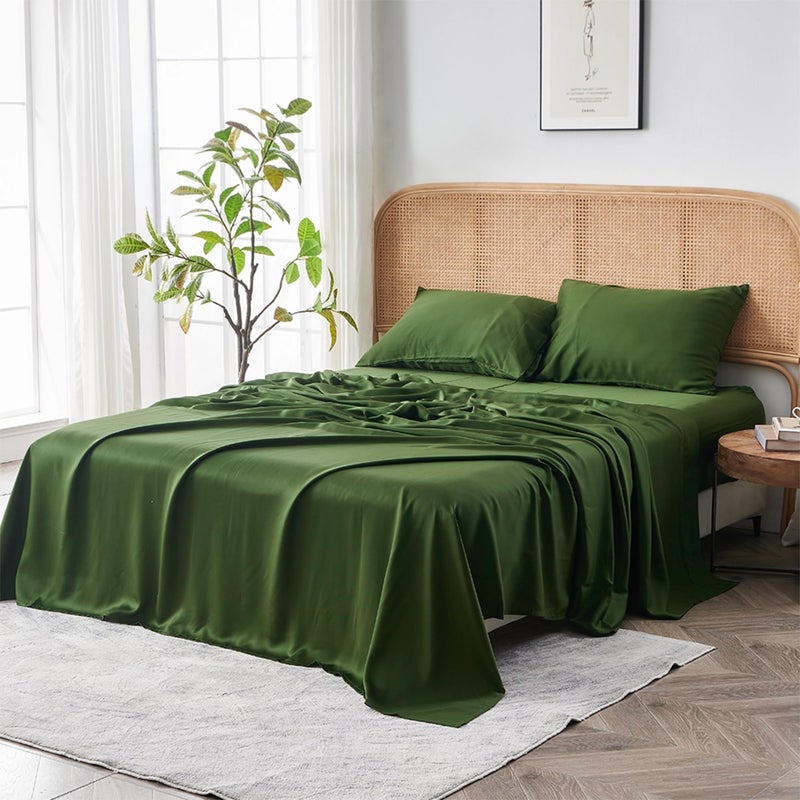 Sijo AiryWeight Tencel Sheet Set, 100% Lyocell Derived from Eucalyptus, Buttery Soft, Architectural Digest 2022 Best Cooling Sheets Winner - 3pc - 2 Pillowcases 1 Fitted (Forest, Full) - Image 1